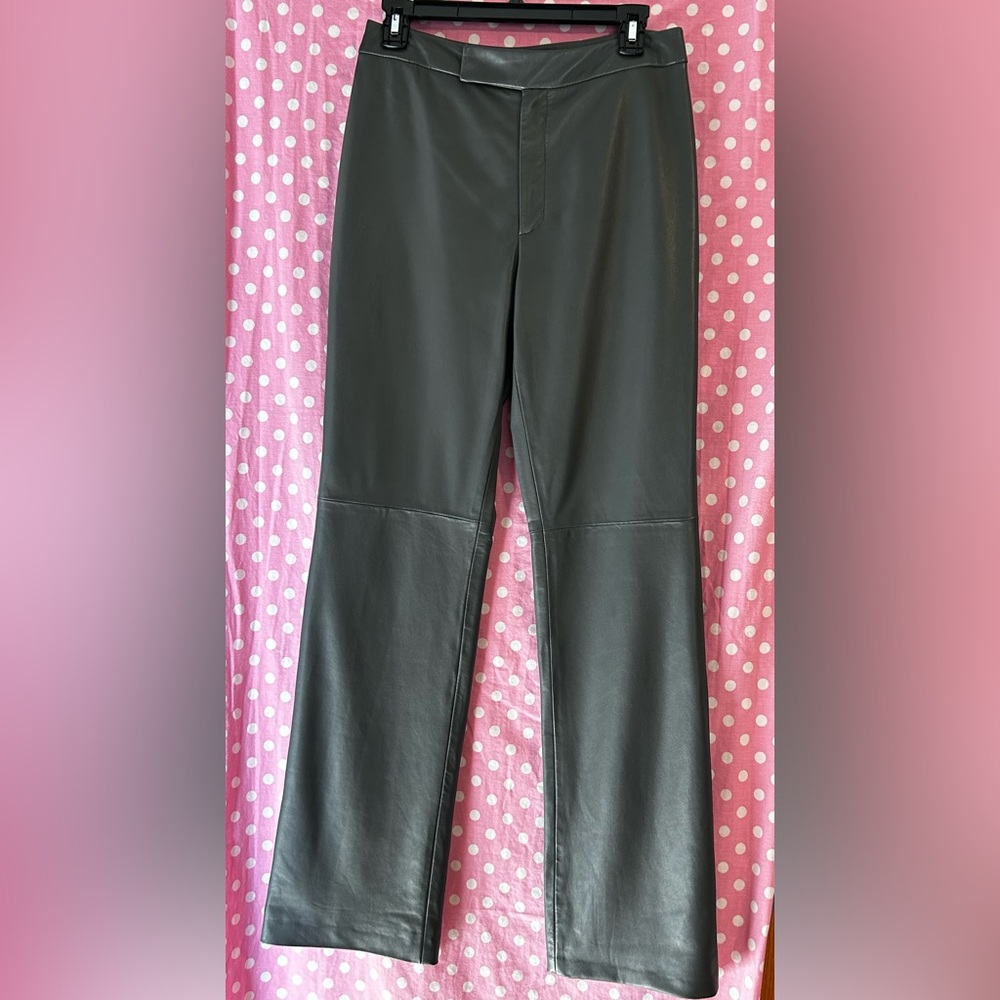 DANA BUCHMAN Women's GRAY Soft Lamb Leather PANTS sz 4. Like new!